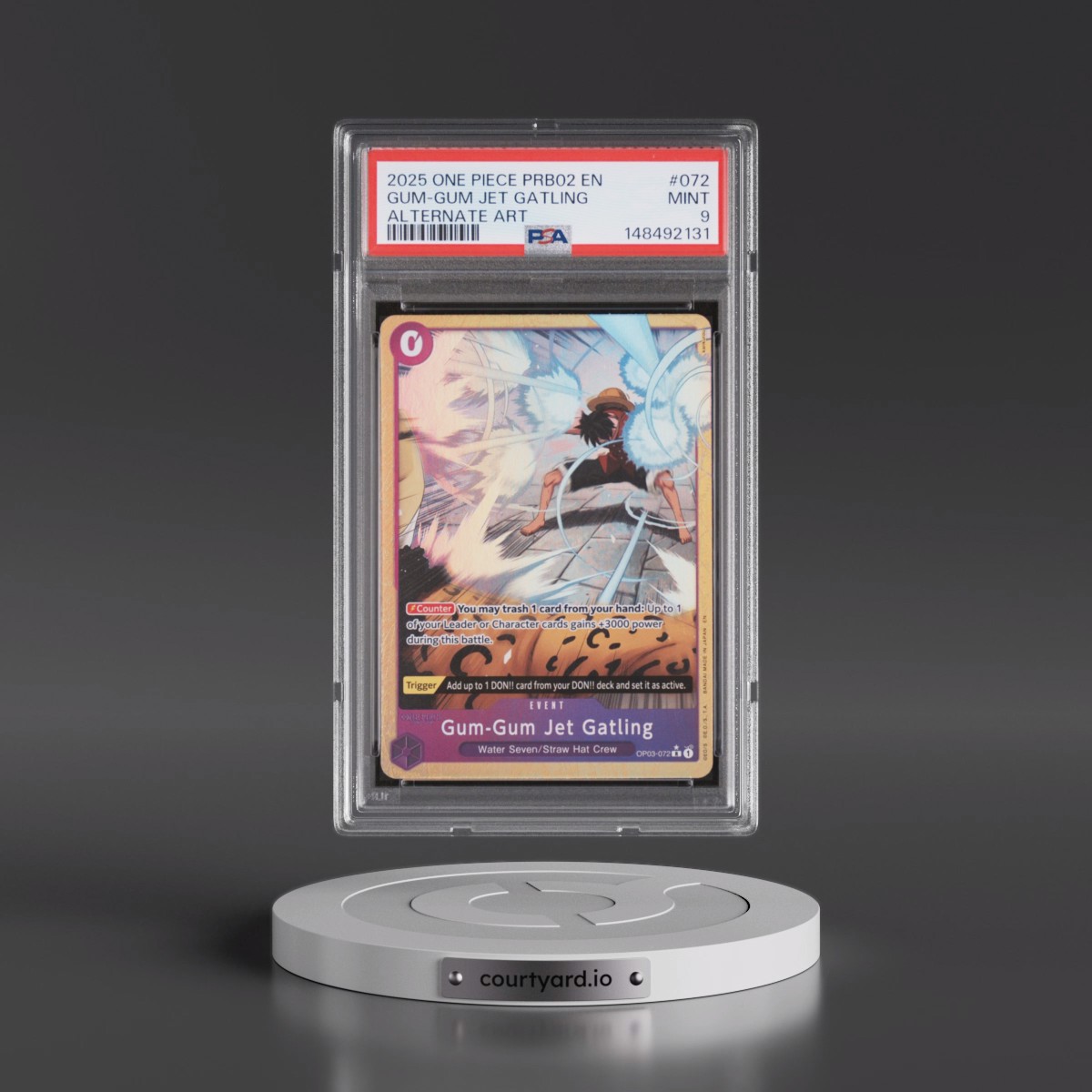 2025 One Piece PRB02-Premium Booster -One Piece Card the Best- Vol.2 #072 Gum-Gum Jet Gatling - Alternate Art (PSA 9 MINT)