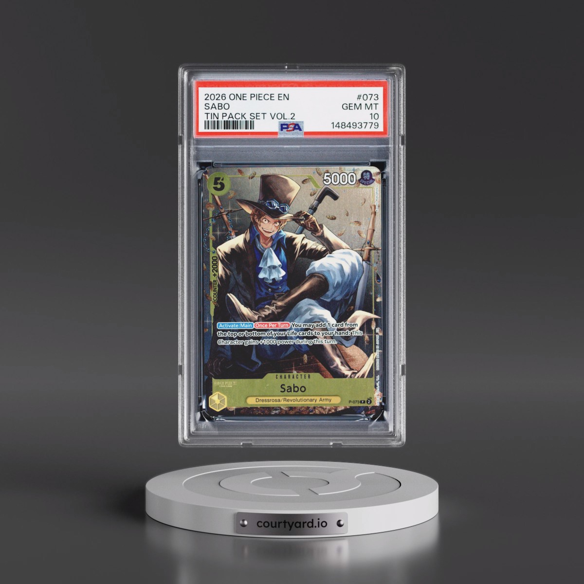 2026 One Piece Promos #073 Sabo - Tin Pack Set Vol.2 (PSA 10 GEM MINT)