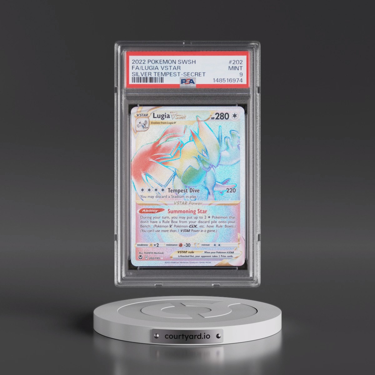 2022 Pokémon Sword & Shield Silver Tempest #202 Lugia Vstar - Full Art Secret (PSA 9 MINT)