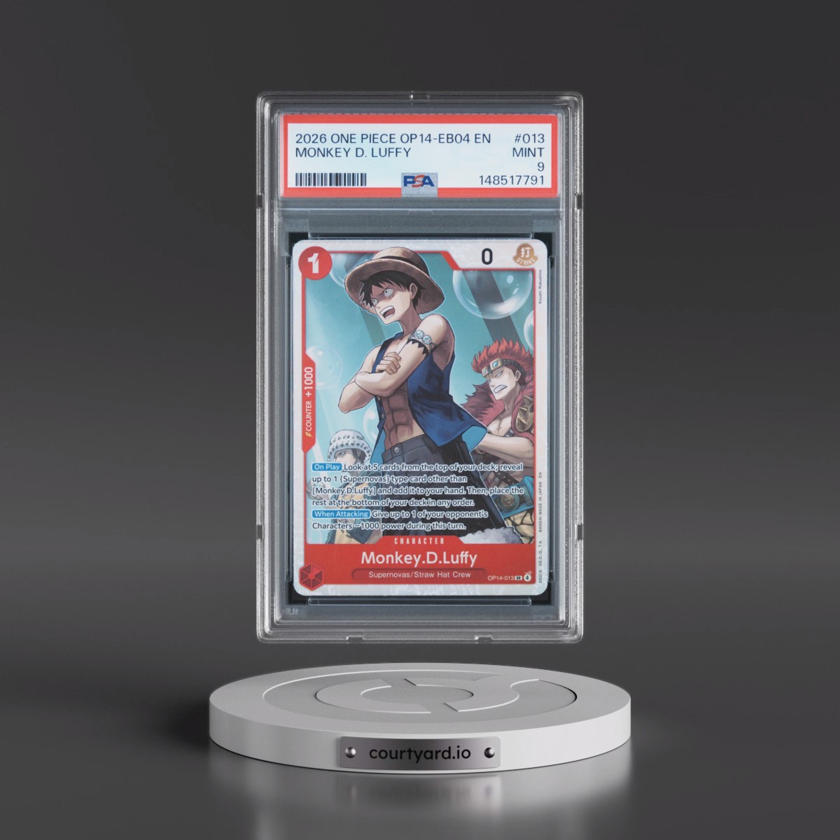 2026 One Piece OP14-EB04-the Azure Sea's Seven #013 Monkey D. Luffy (PSA 9 MINT)