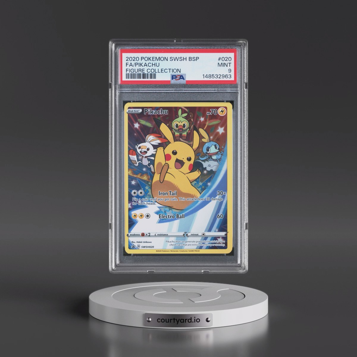 2020 Pokémon Swsh Black Star Promo #020 Pikachu - Full Art Figure Collection (PSA 9 MINT)