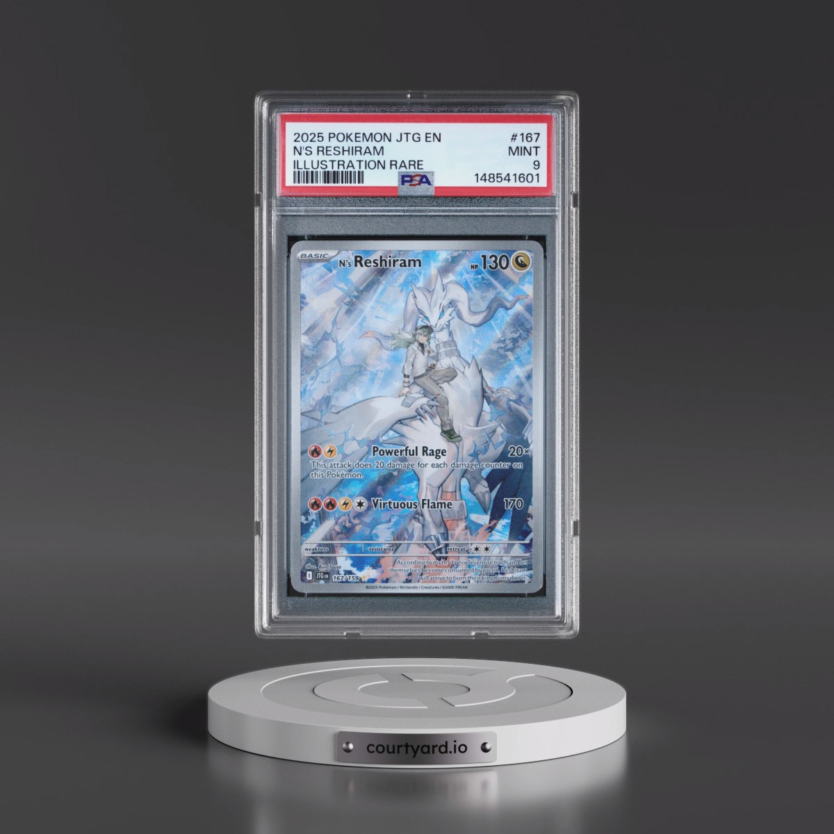 2025 Pokémon Jtg EN-Journey Together #167 N's Reshiram - Illustration Rare (PSA 9 MINT)