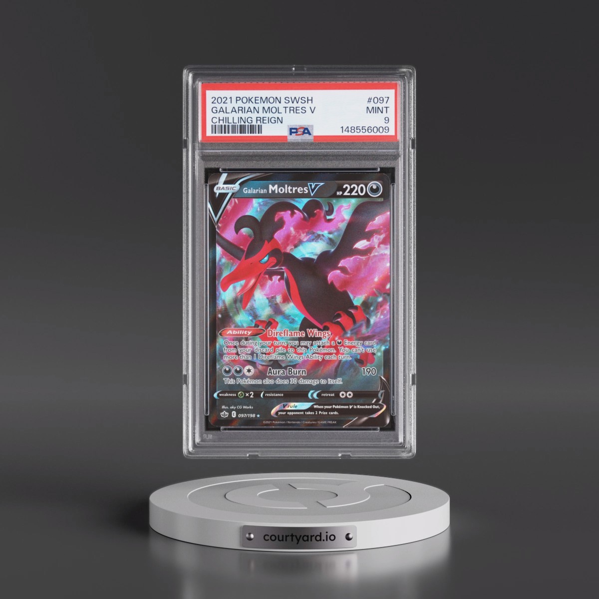 2021 Pokémon Sword & Shield Chilling Reign #097 Galarian Moltres V - Holo (PSA 9 MINT)