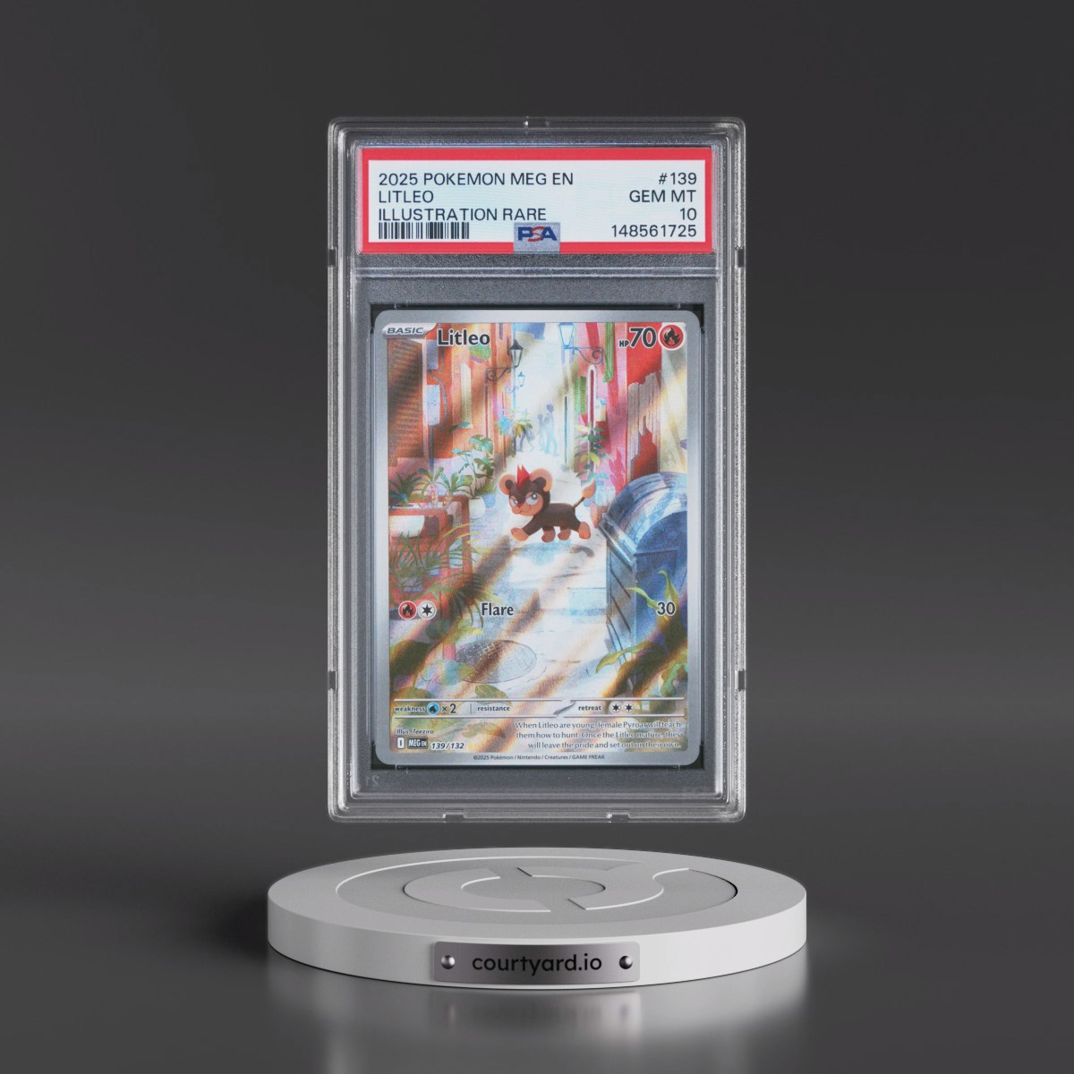2025 Pokémon Meg EN-Mega Evolution #139 Litleo - Illustration Rare (PSA 10 GEM MINT)