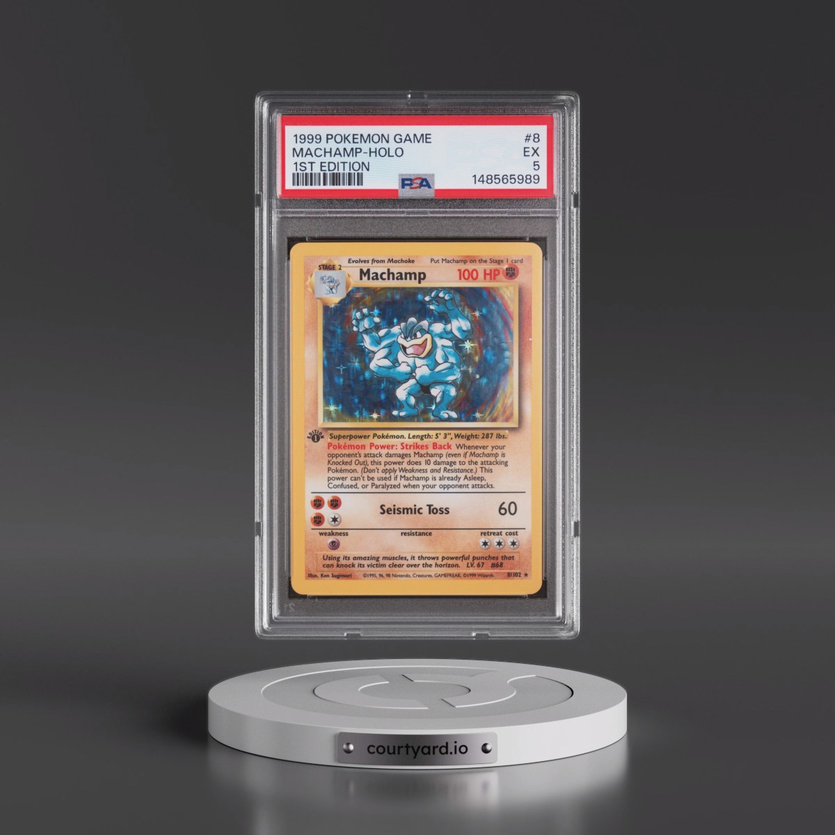 1999 Pokémon Game #8 Machamp - 1st Edition Holo (PSA 5 EX)