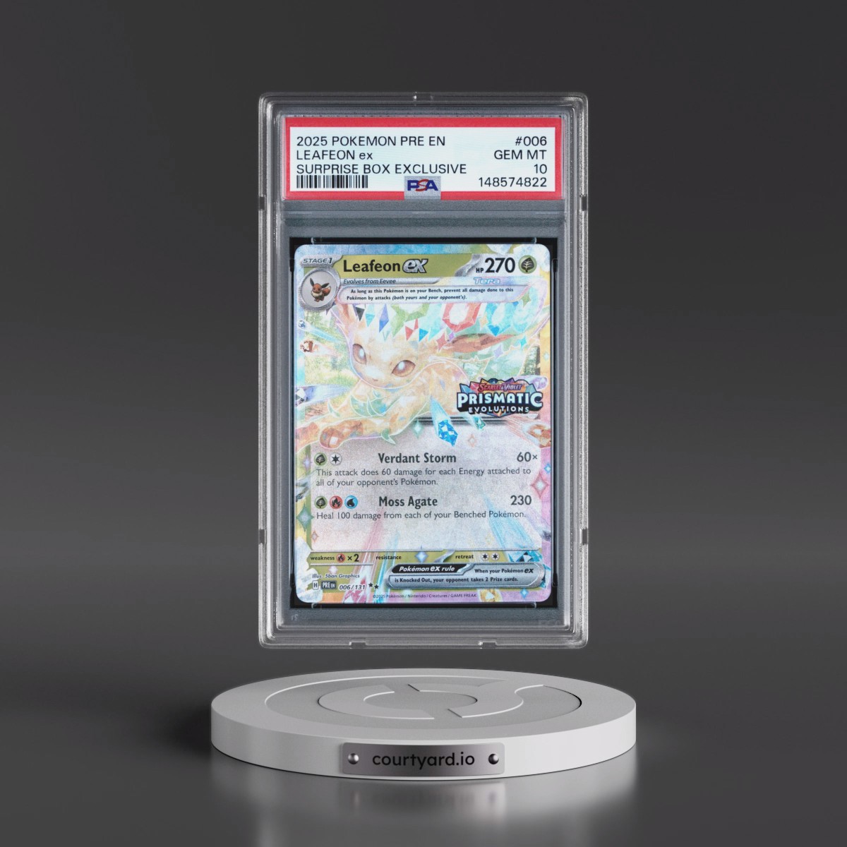 2025 Pokémon Pre EN-Prismatic Evolutions #006 Leafeon EX - Holo Surprise Box Exclusive (PSA 10 GEM MINT)