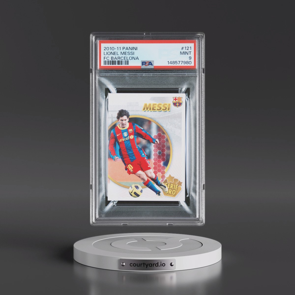 2010 Panini FC Barcelona Lionel Messi #121 PSA 9