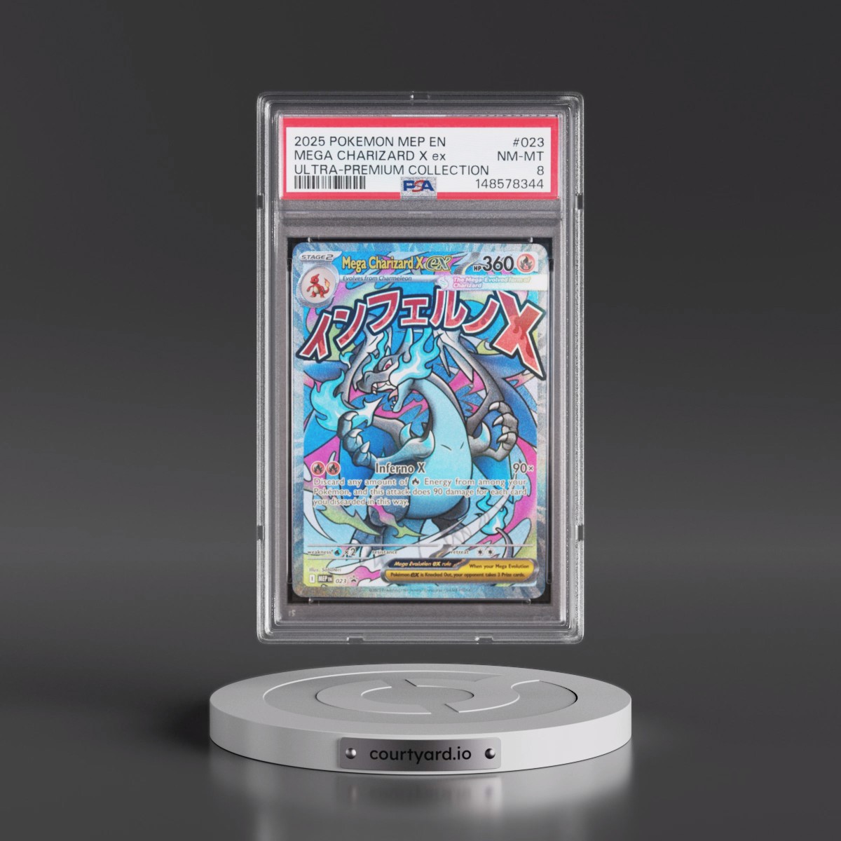 2025 Pokémon Mep EN-Me Black Star Promo #023 Mega Charizard X EX - Holo Mega Charizard X EX Ultra-Premium Collection (PSA 8 NM-MT)