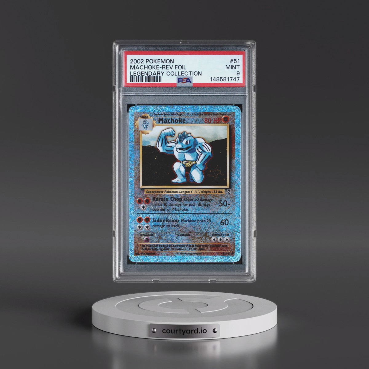 2002 Pokémon Legendary Collection #51 Machoke - Reverse Foil (PSA 9 MINT)