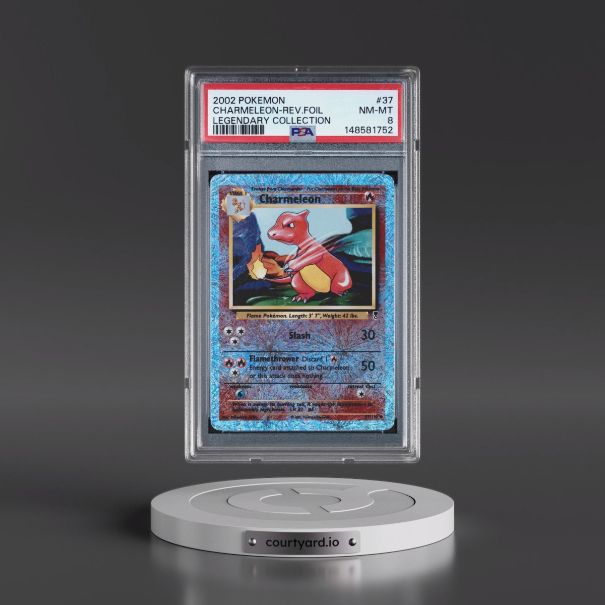 2002 Pokémon Legendary Collection #37 Charmeleon - Reverse Foil (PSA 8 NM-MT)