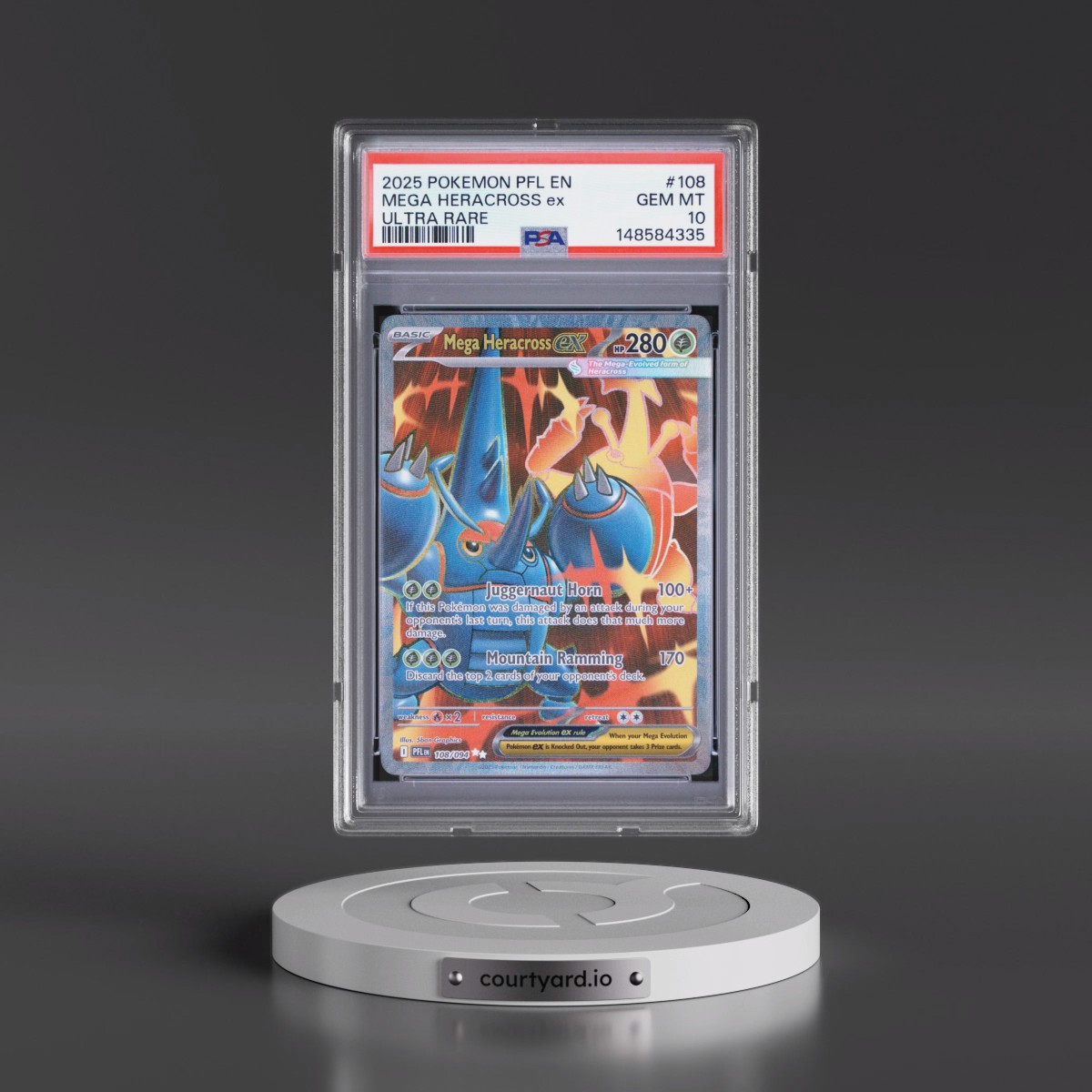 2025 Pokémon Pfl EN-Phantasmal Flames #108 Mega Heracross EX - Holo Ultra Rare (PSA 10 GEM MINT)