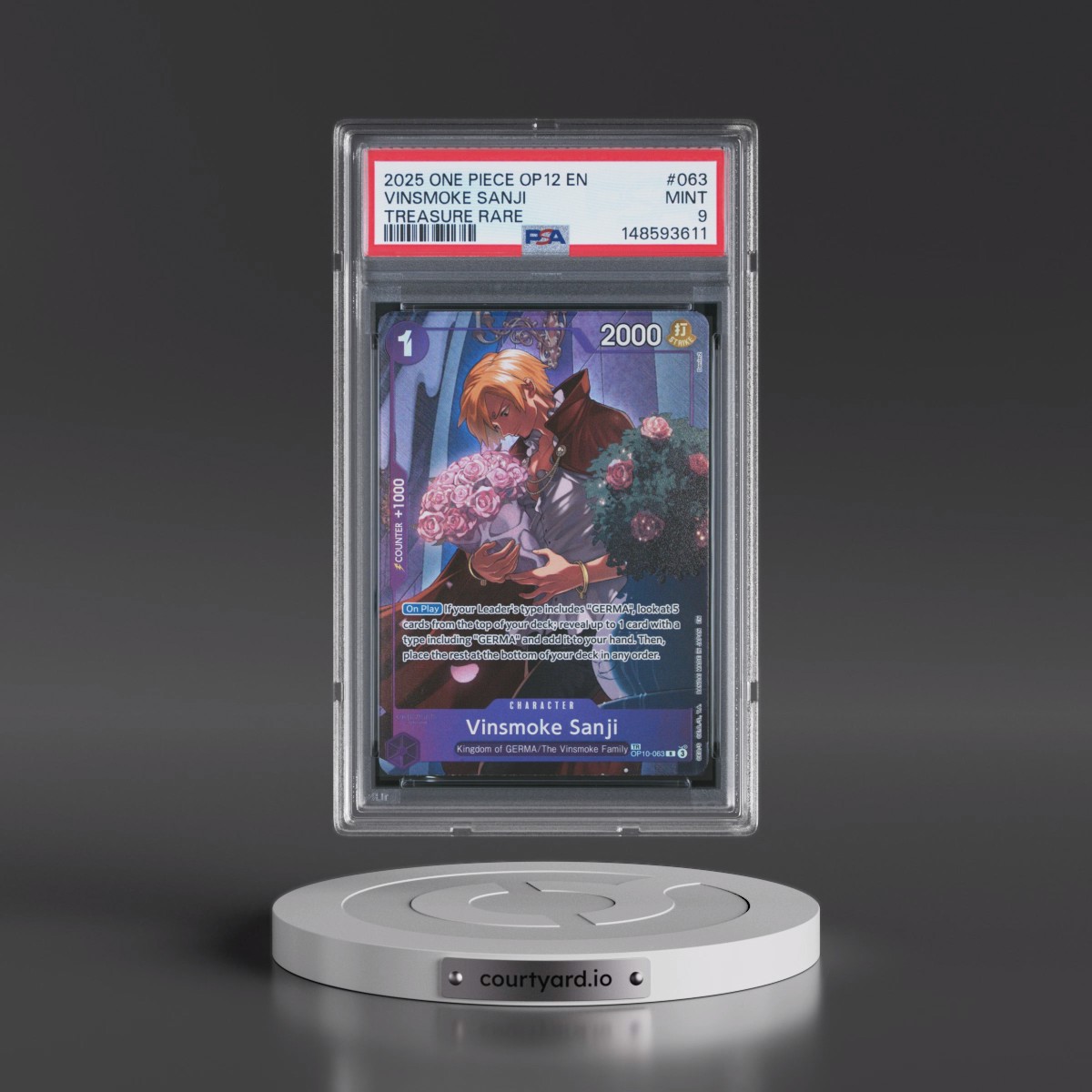 2025 One Piece OP12-Legacy of the Master #063 Vinsmoke Sanji - Treasure Rare (PSA 9 MINT)