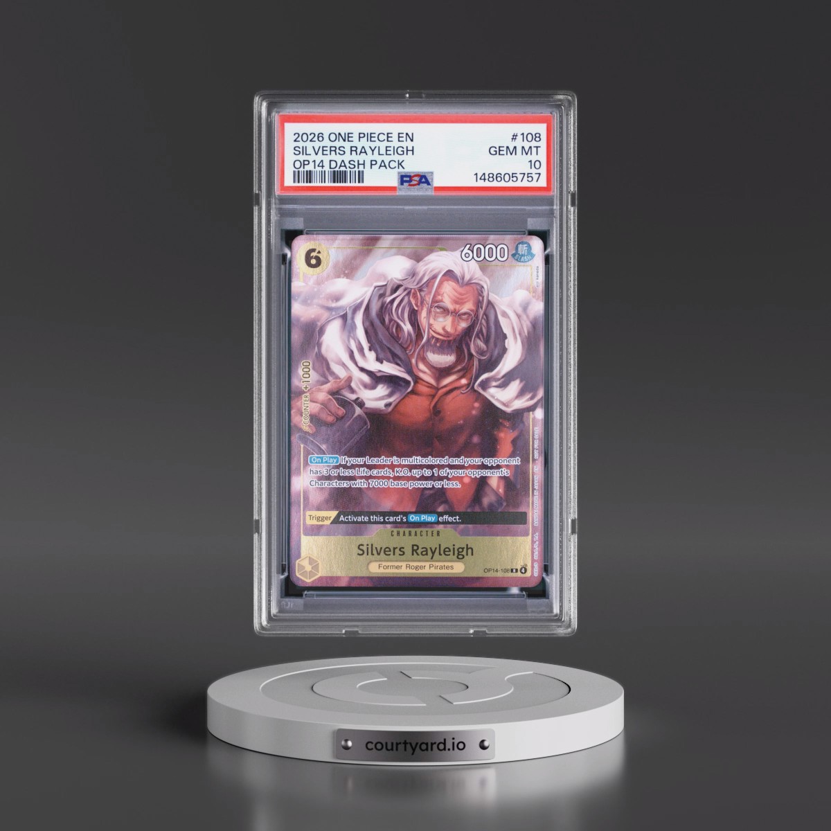 2026 One Piece the Azure Sea's Seven Dash Pack #108 Silvers Rayleigh (PSA 10 GEM MINT)