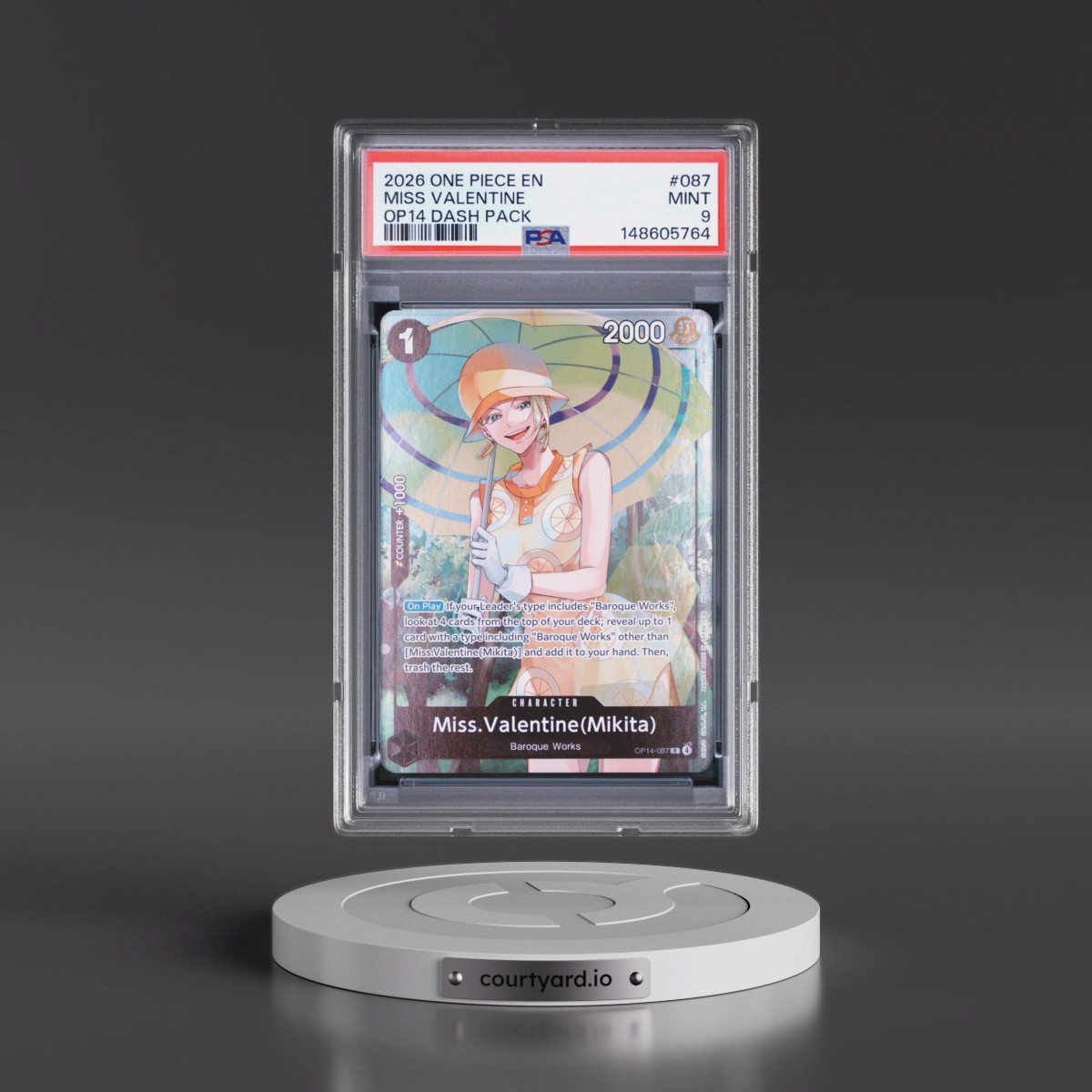 2026 One Piece the Azure Sea's Seven Dash Pack #087 Miss Valentine (PSA 9 MINT)