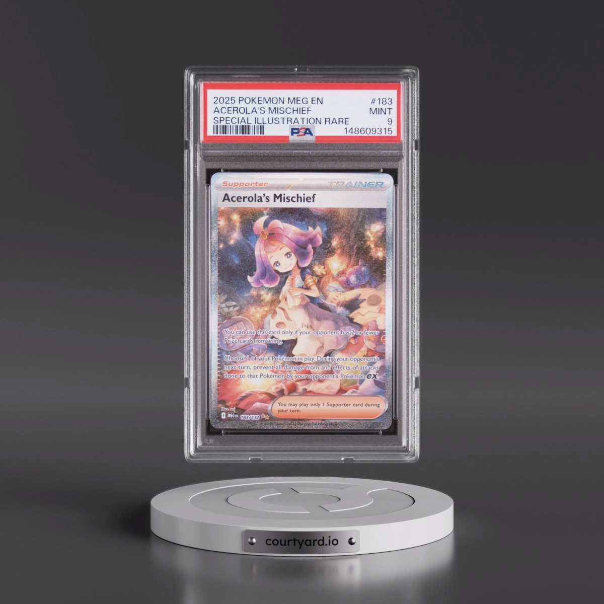 2025 Pokémon Meg EN-Mega Evolution #183 Acerola's Mischief - Special Illustration Rare (PSA 9 MINT)