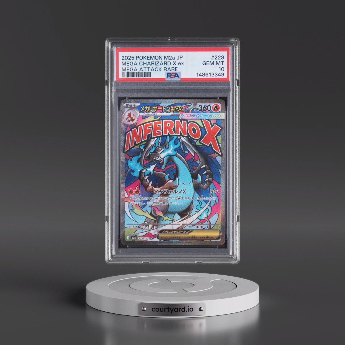 2025 Pokémon M2a-Mega Dream EX #223 Mega Charizard X EX - Holo Mega Attack Rare (PSA 10 GEM MINT)