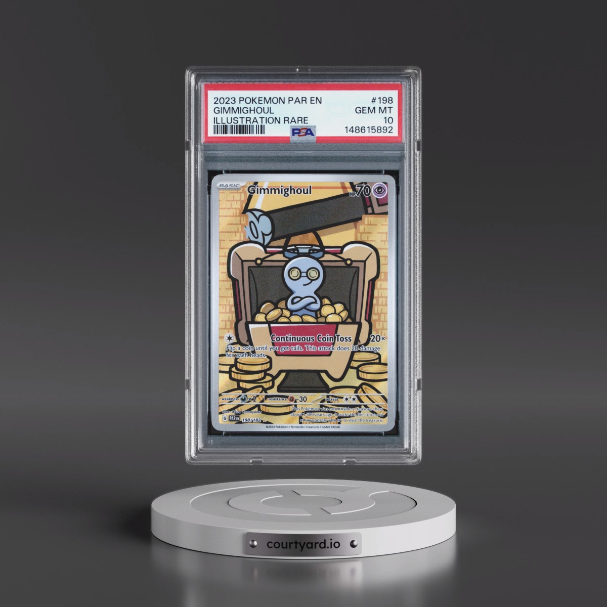 2023 Pokémon Par EN-Paradox Rift #198 Gimmighoul - Illustration Rare (PSA 10 GEM MINT)