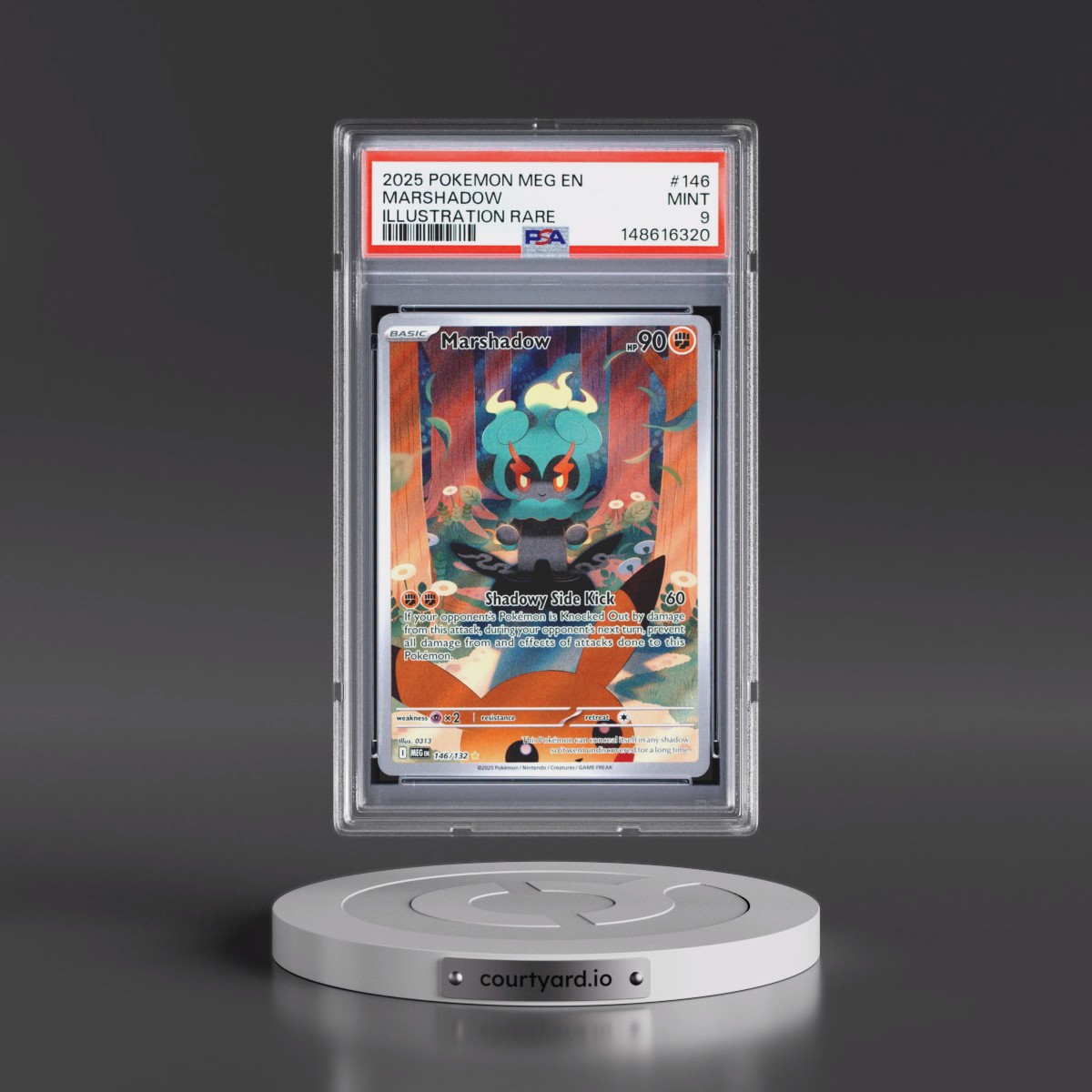 2025 Pokémon Meg EN-Mega Evolution #146 Marshadow - Illustration Rare (PSA 9 MINT)