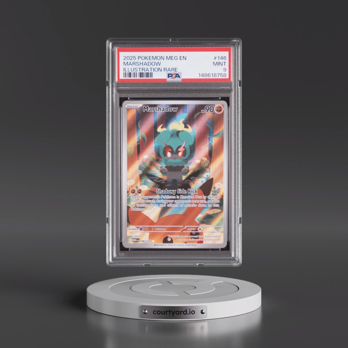 2025 Pokémon Meg EN-Mega Evolution #146 Marshadow - Illustration Rare (PSA 9 MINT)