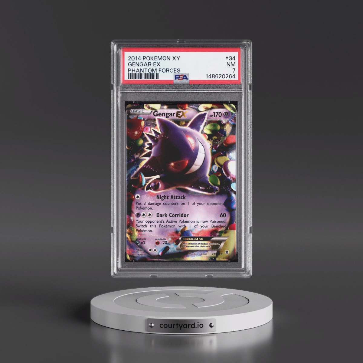 2014 Pokémon XY Phantom Forces #34 Gengar EX - Holo (PSA 7 NM)
