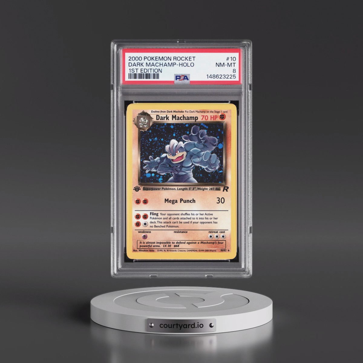 2000 Pokémon Rocket #10 Dark Machamp - 1st Edition Holo (PSA 8 NM-MT)