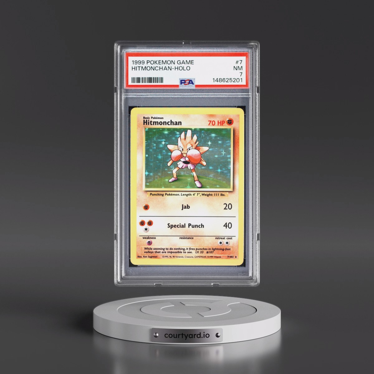 1999 Pokémon Game #7 Hitmonchan - Holo (PSA 7 NM)