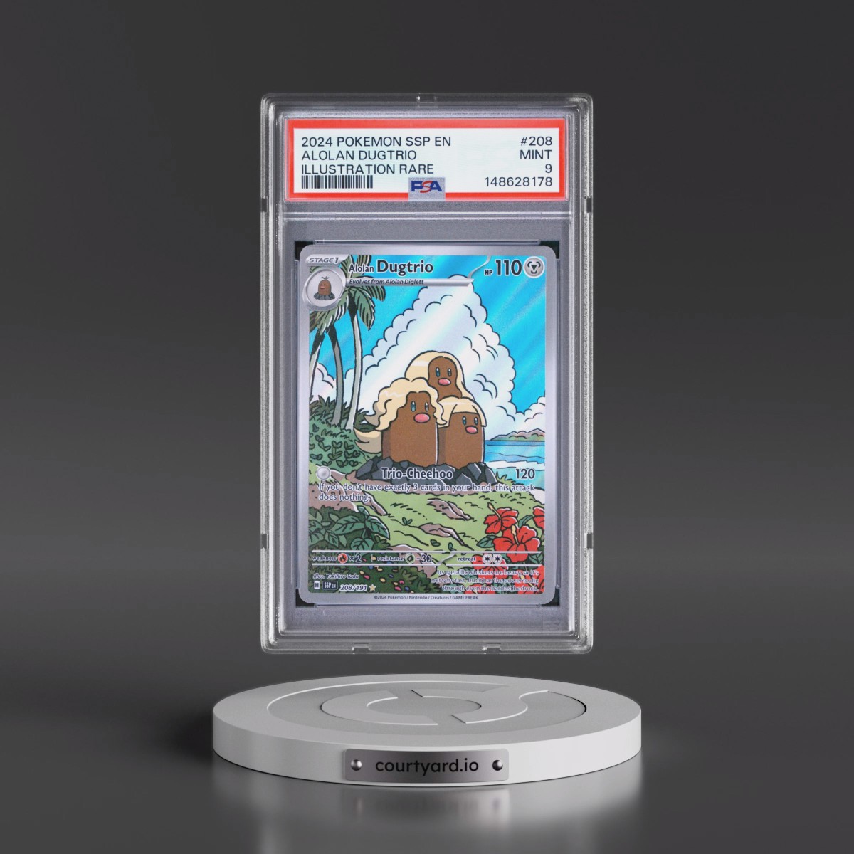 2024 Pokémon Ssp EN-Surging Sparks #208 Alolan Dugtrio - Illustration Rare (PSA 9 MINT)