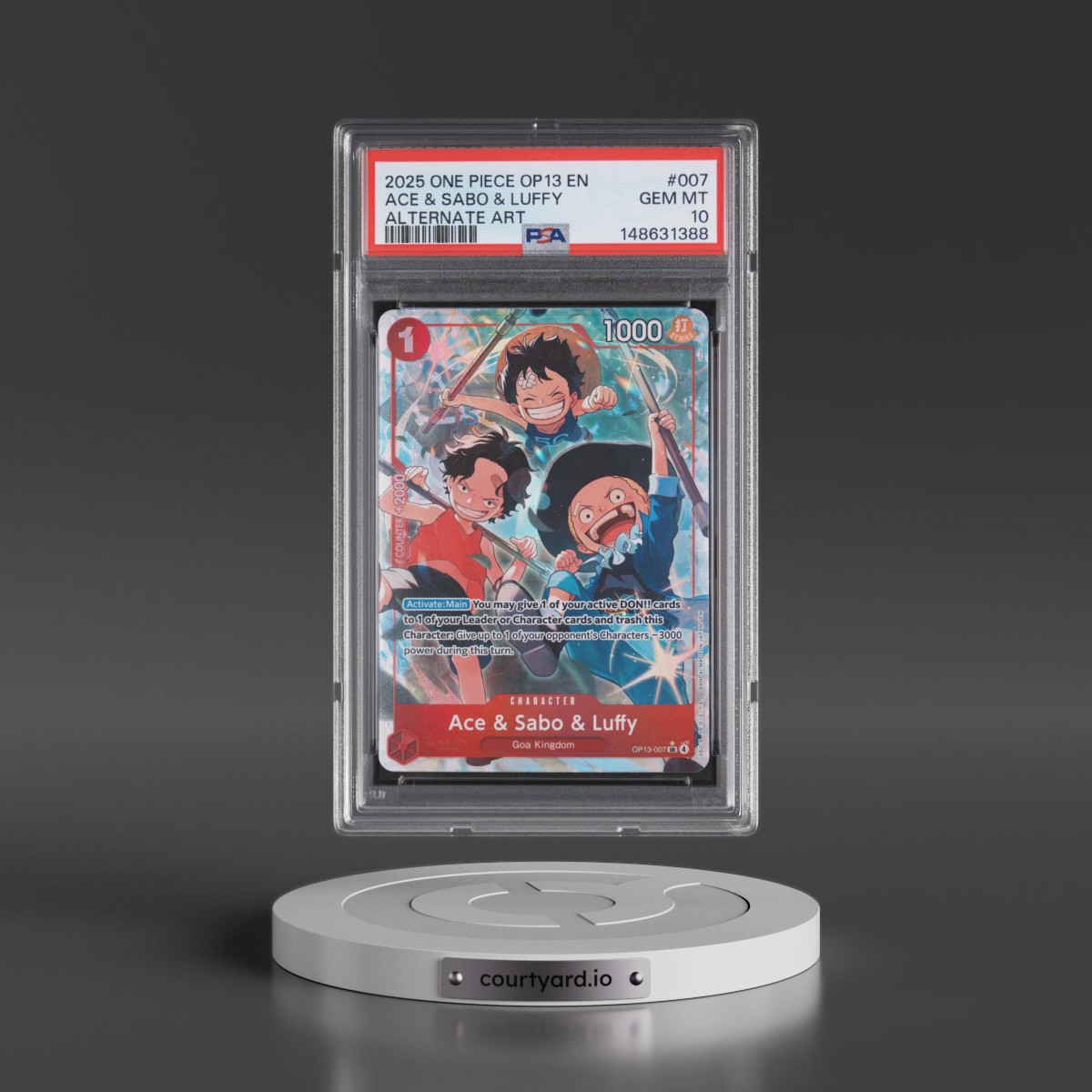 2025 One Piece OP13-Carrying on His Will #007 Ace & Sabo & Luffy - Alternate Art (PSA 10 GEM MINT)