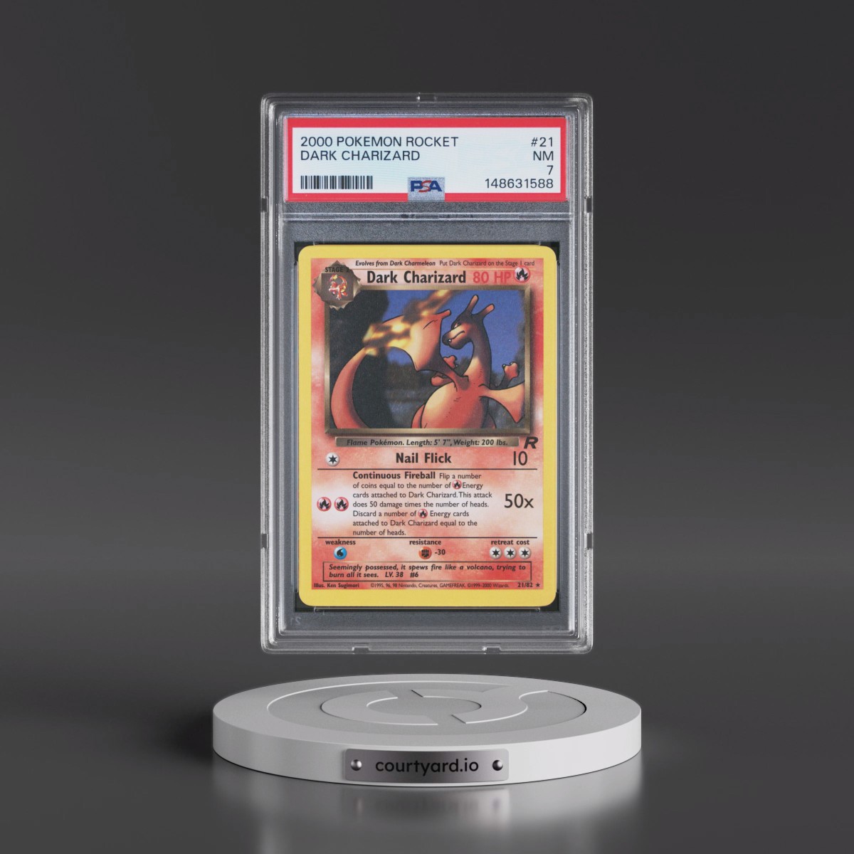 2000 Pokémon Rocket #21 Dark Charizard (PSA 7 NM)