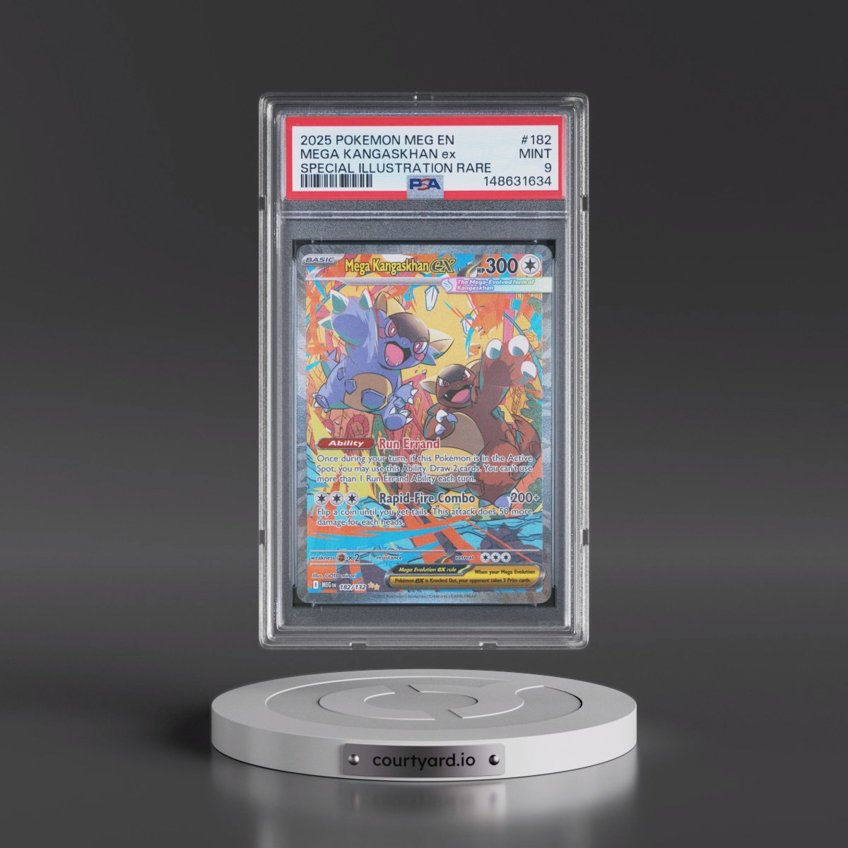 2025 Pokémon Meg EN-Mega Evolution #182 Mega Kangaskhan EX - Holo Special Illustration Rare (PSA 9 MINT)