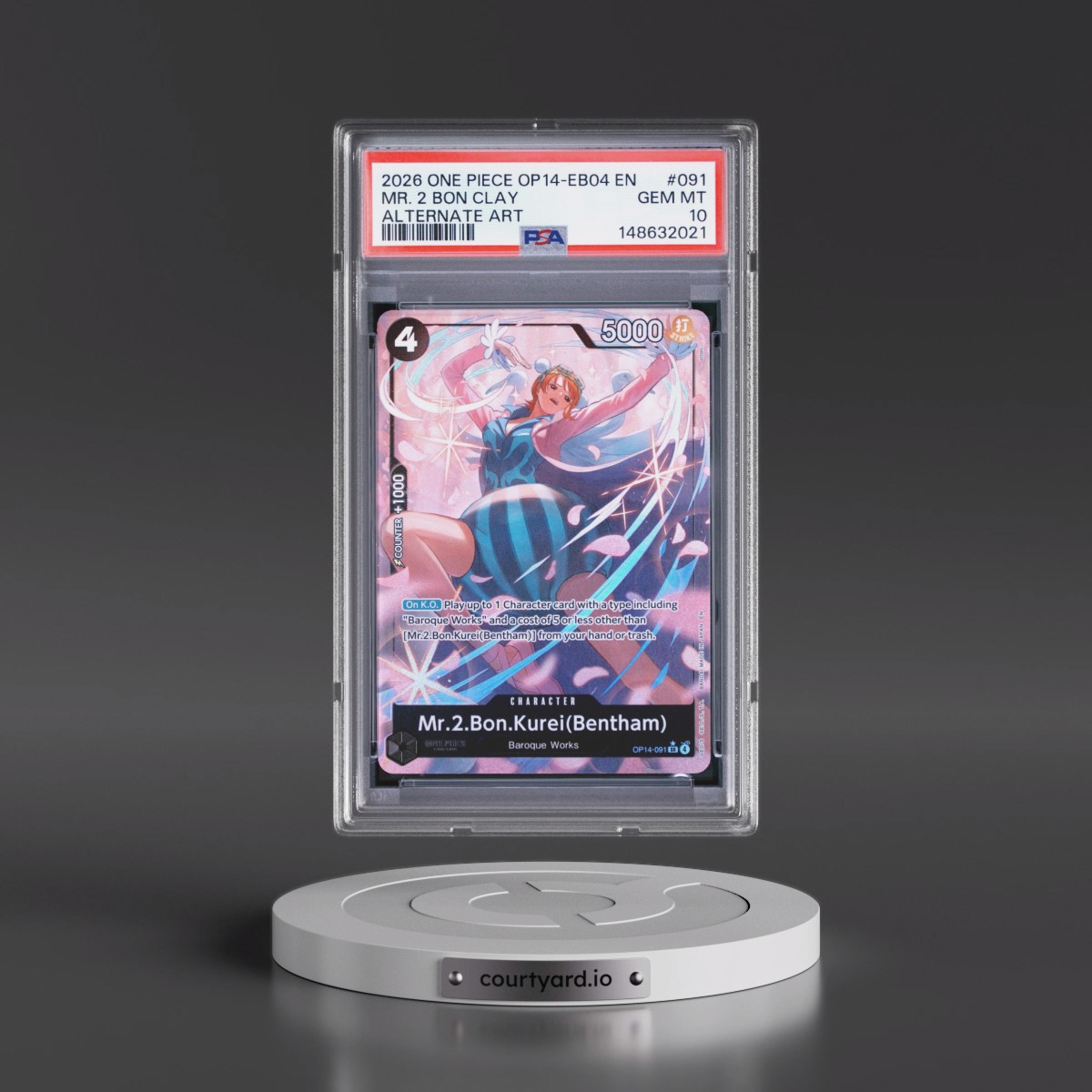 2026 One Piece OP14-EB04-the Azure Sea's Seven #091 Mr. 2 Bon Clay - Alternate Art (PSA 10 GEM MINT)