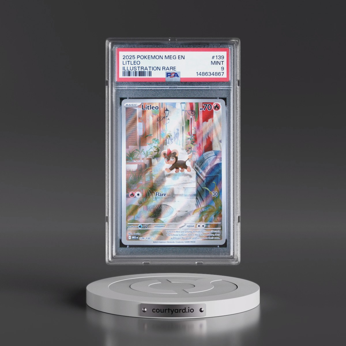 2025 Pokémon Meg EN-Mega Evolution #139 Litleo - Illustration Rare (PSA 9 MINT)