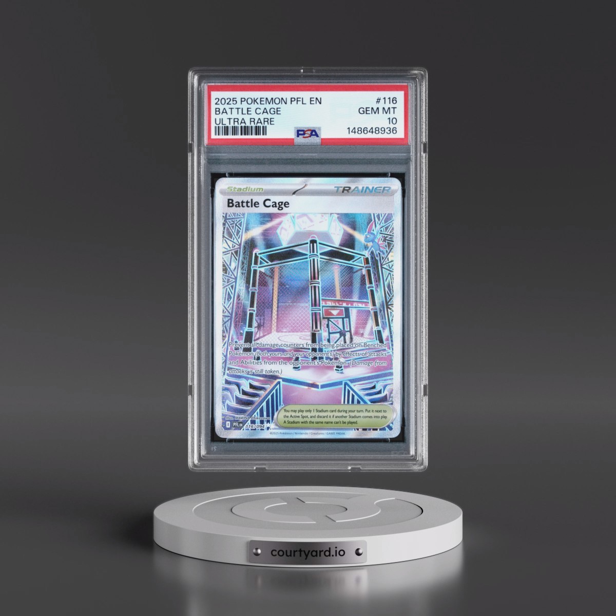 2025 Pokémon Pfl EN-Phantasmal Flames #116 Battle Cage - Ultra Rare (PSA 10 GEM MINT)