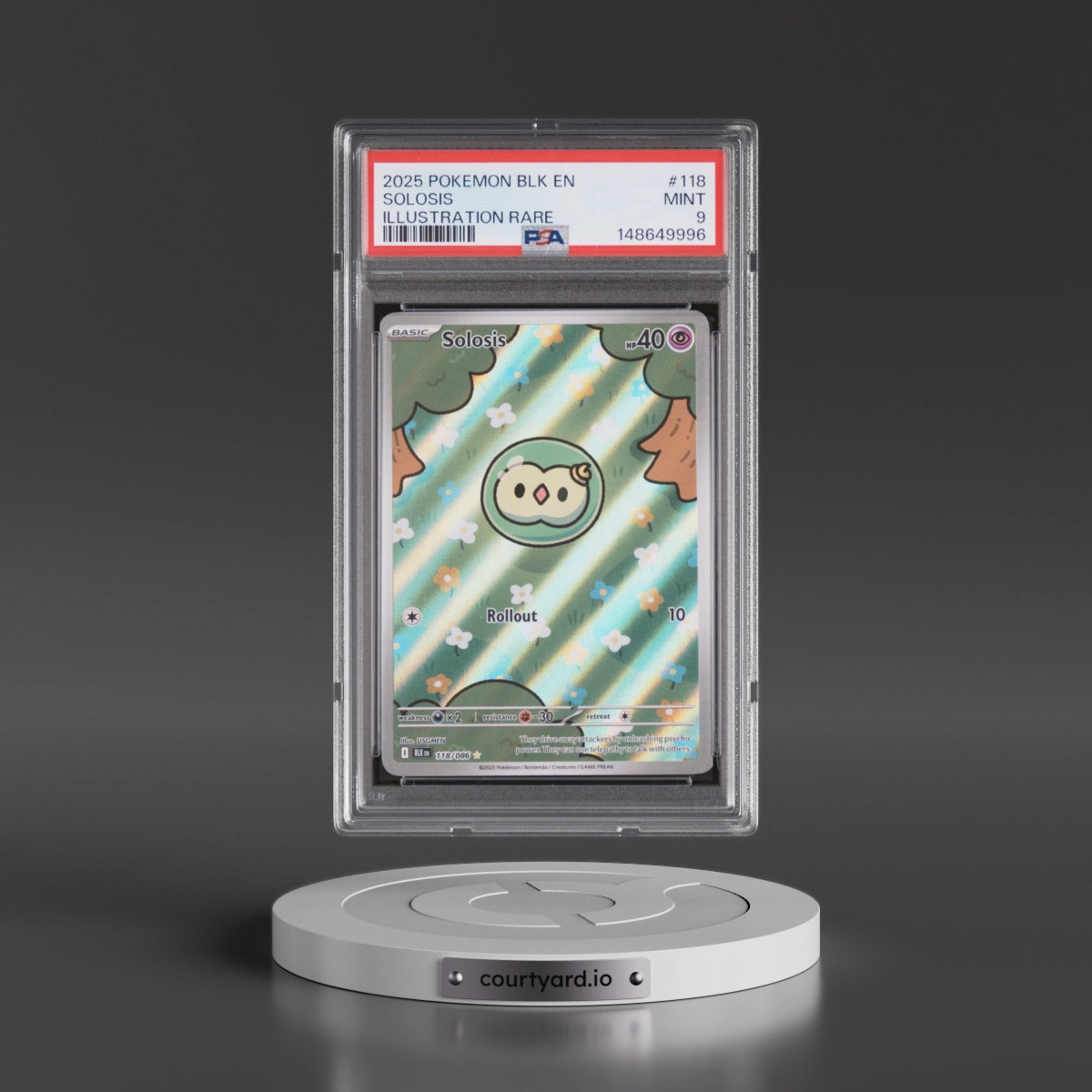 2025 Pokémon Blk EN-Black Bolt #118 Solosis - Illustration Rare (PSA 9 MINT)