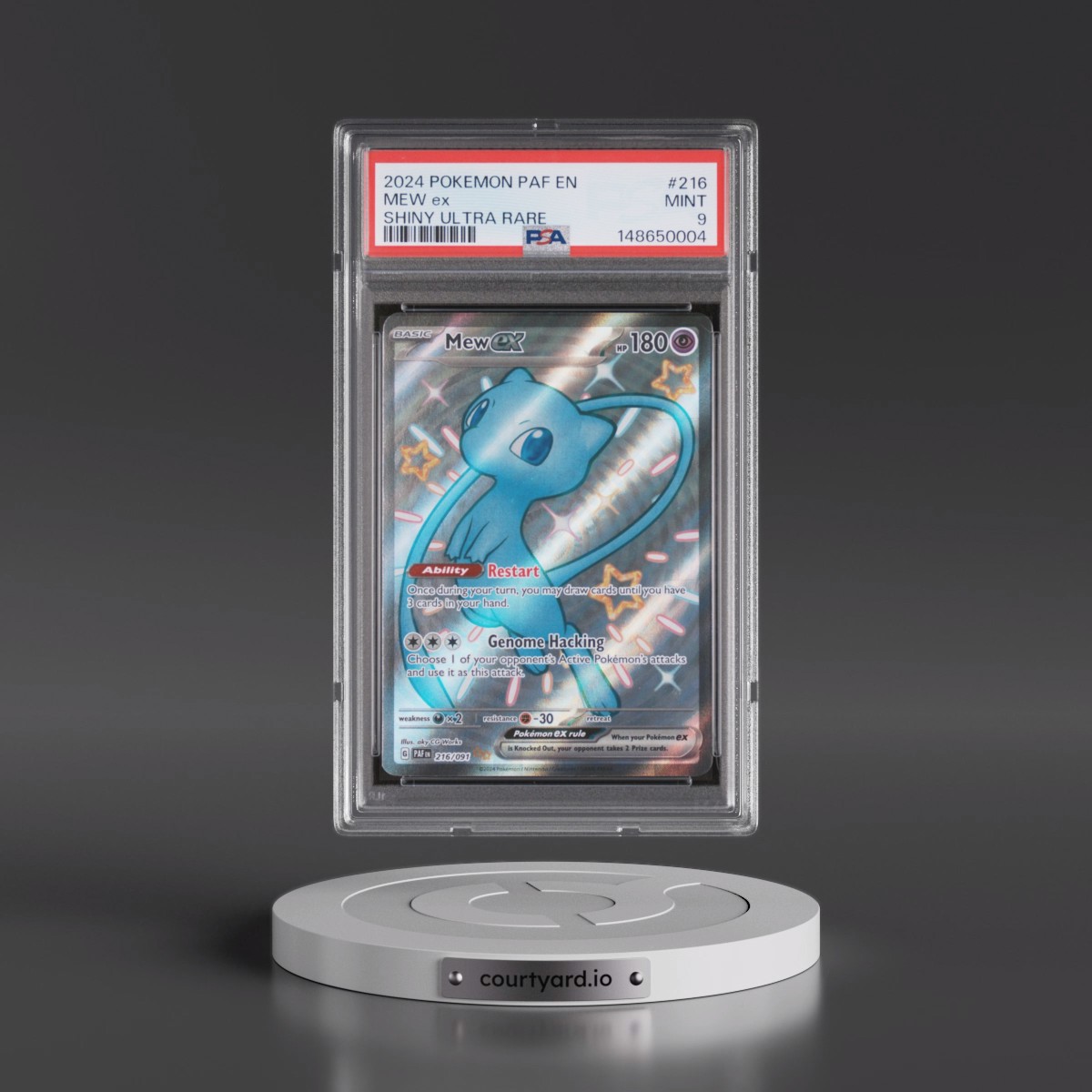 2024 Pokémon Paf EN-Paldean Fates #216 Mew EX - Holo Shiny Ultra Rare (PSA 9 MINT)