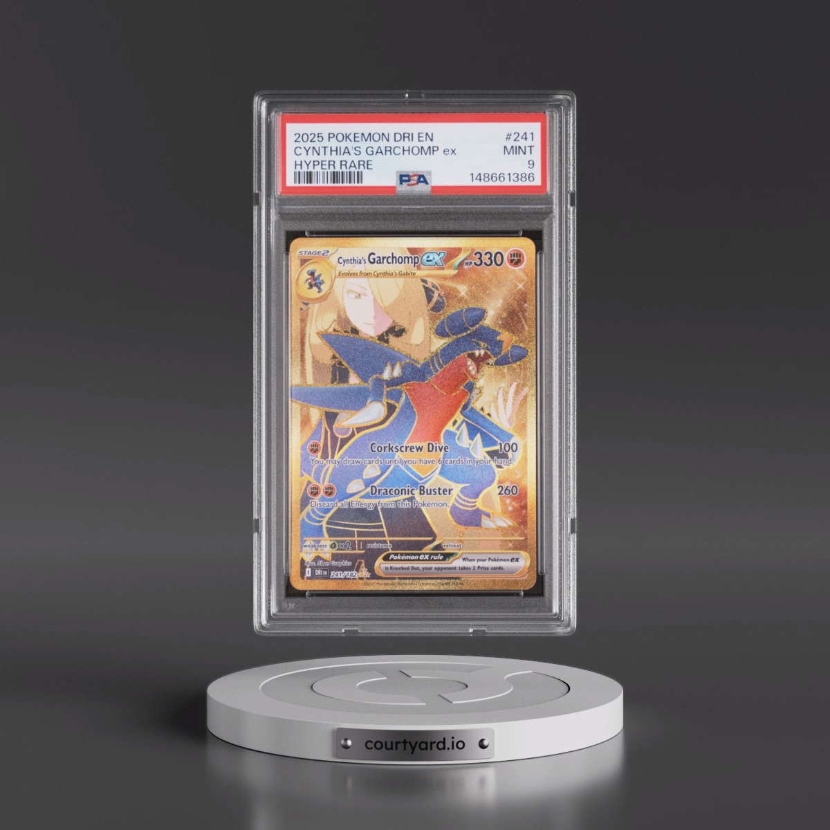 2025 Pokémon Dri EN-Destined Rivals #241 Cynthia's Garchomp EX - Holo Hyper Rare (PSA 9 MINT)
