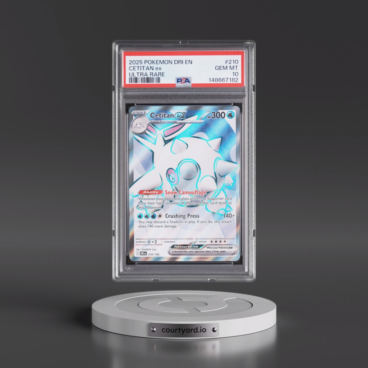 2025 Pokémon Dri EN-Destined Rivals #210 Cetitan EX - Holo Ultra Rare (PSA 10 GEM MINT)