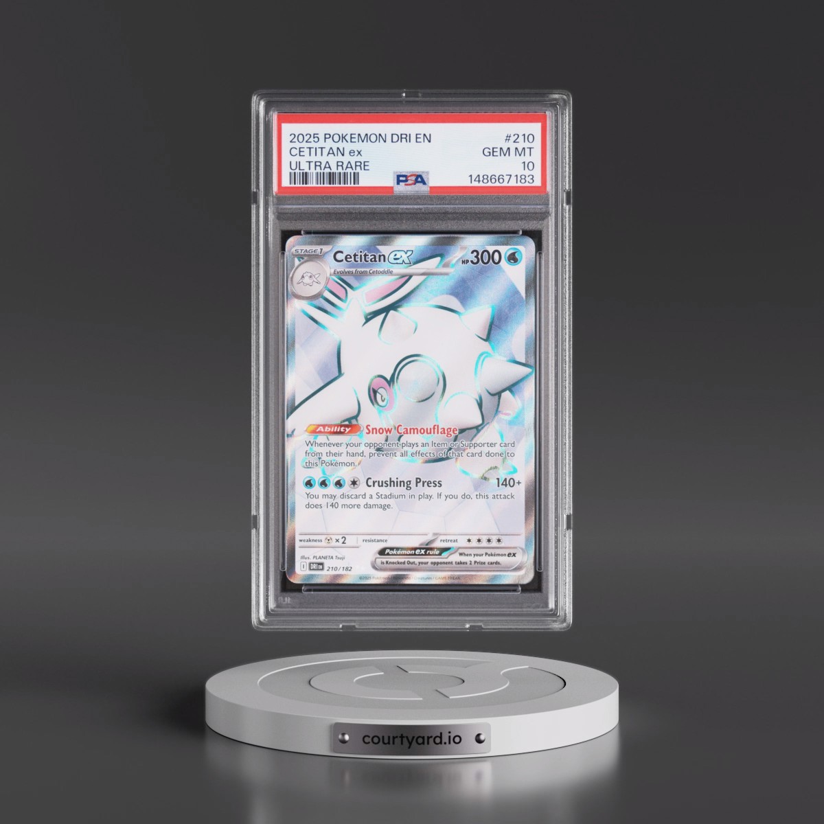 2025 Pokémon Dri EN-Destined Rivals #210 Cetitan EX - Holo Ultra Rare (PSA 10 GEM MINT)