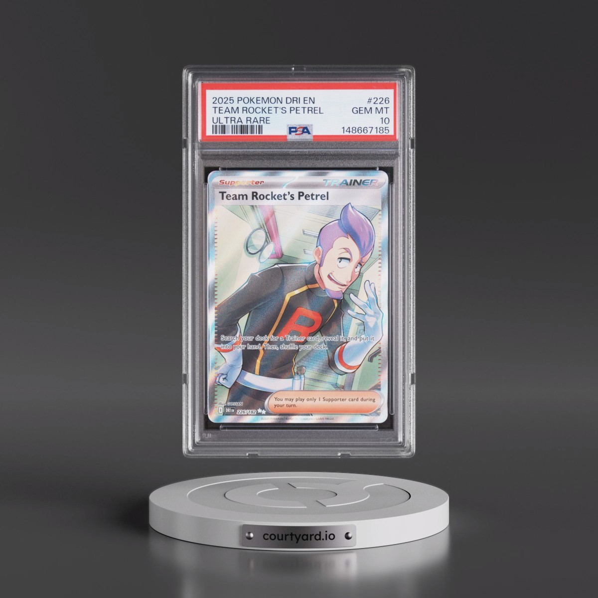2025 Pokémon Dri EN-Destined Rivals #226 Team Rocket's Petrel - Ultra Rare (PSA 10 GEM MINT)
