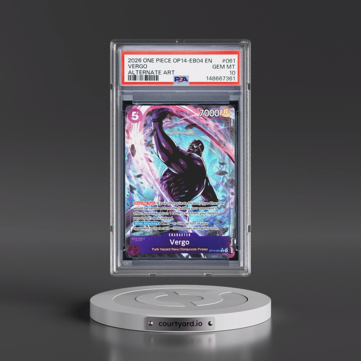 2026 One Piece OP14-EB04-the Azure Sea's Seven #061 Vergo - Alternate Art (PSA 10 GEM MINT)