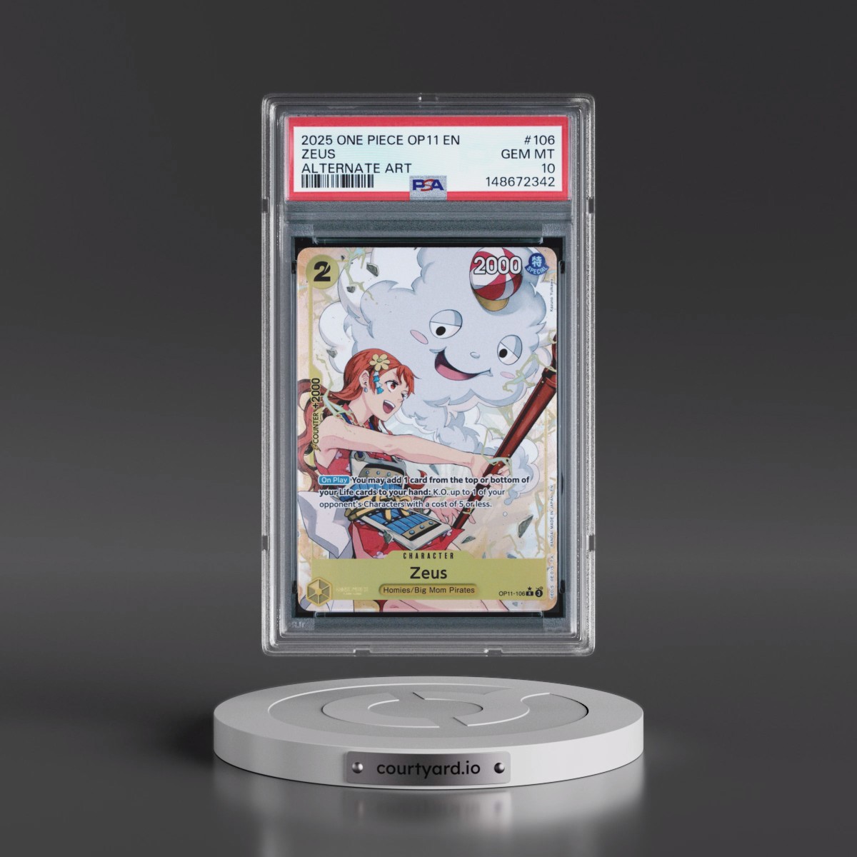 2025 One Piece OP11-A Fist of Divine Speed #106 Zeus - Alternate Art (PSA 10 GEM MINT)
