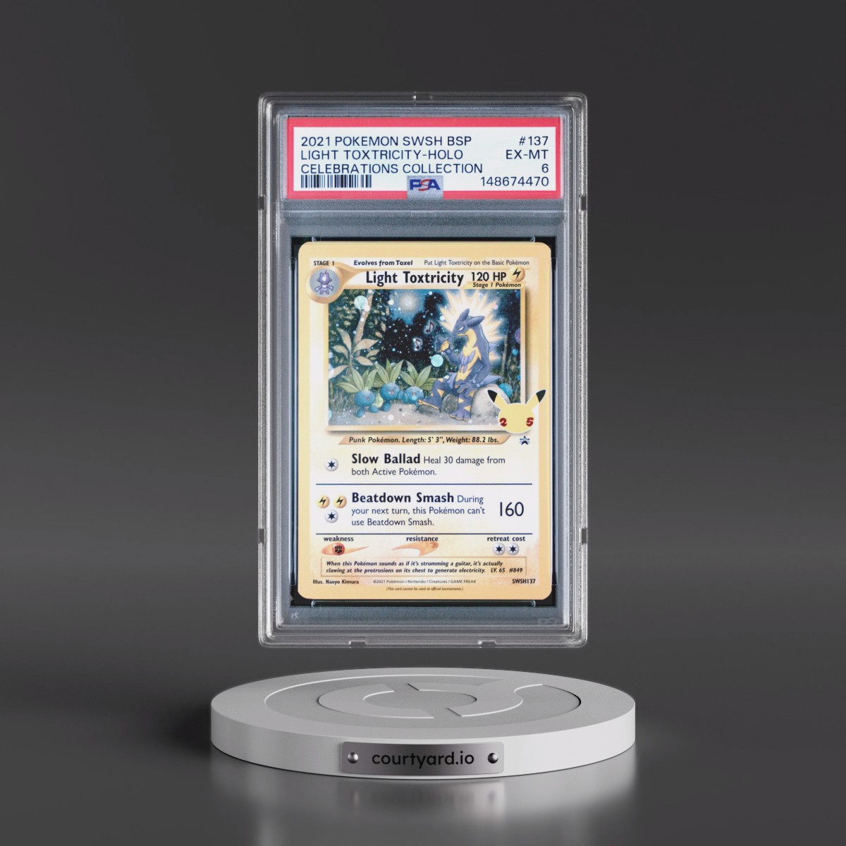 2021 Pokémon Swsh Black Star Promo #137 Light Toxtricity - Holo Celebrations Collection (PSA 6 EX-MT)