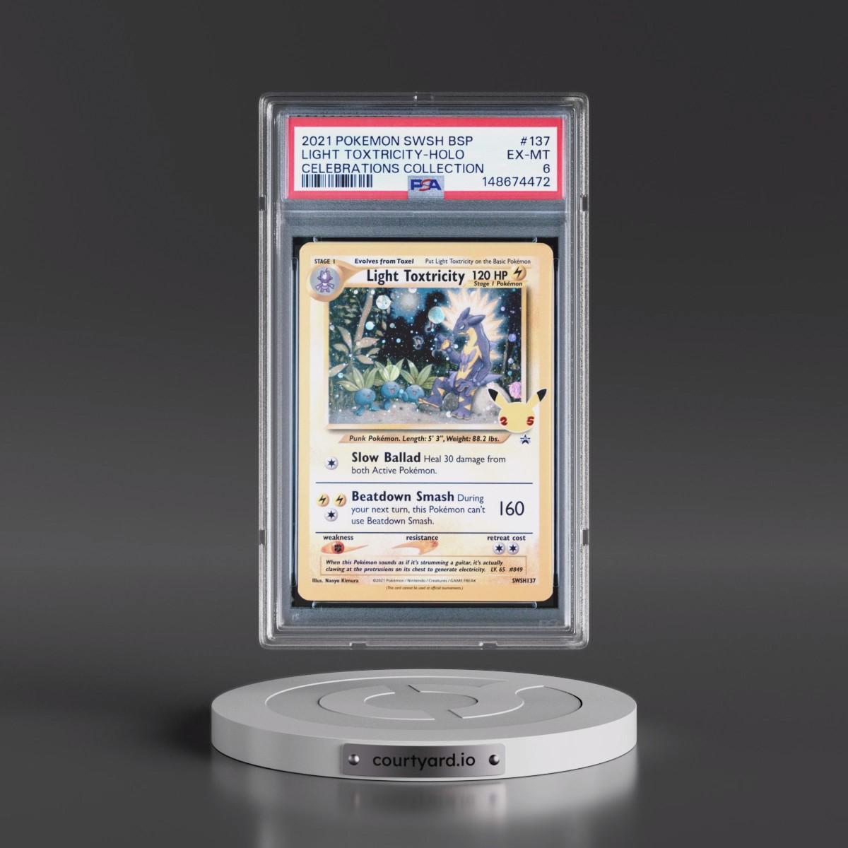 2021 Pokémon Swsh Black Star Promo #137 Light Toxtricity - Holo Celebrations Collection (PSA 6 EX-MT)