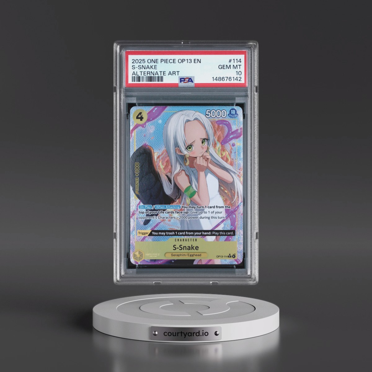 2025 One Piece OP13-Carrying on His Will #114 S-Snake - Alternate Art (PSA 10 GEM MINT)