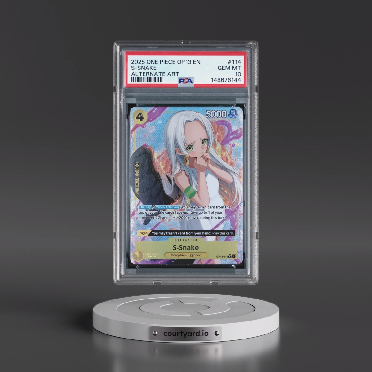 2025 One Piece OP13-Carrying on His Will #114 S-Snake - Alternate Art (PSA 10 GEM MINT)