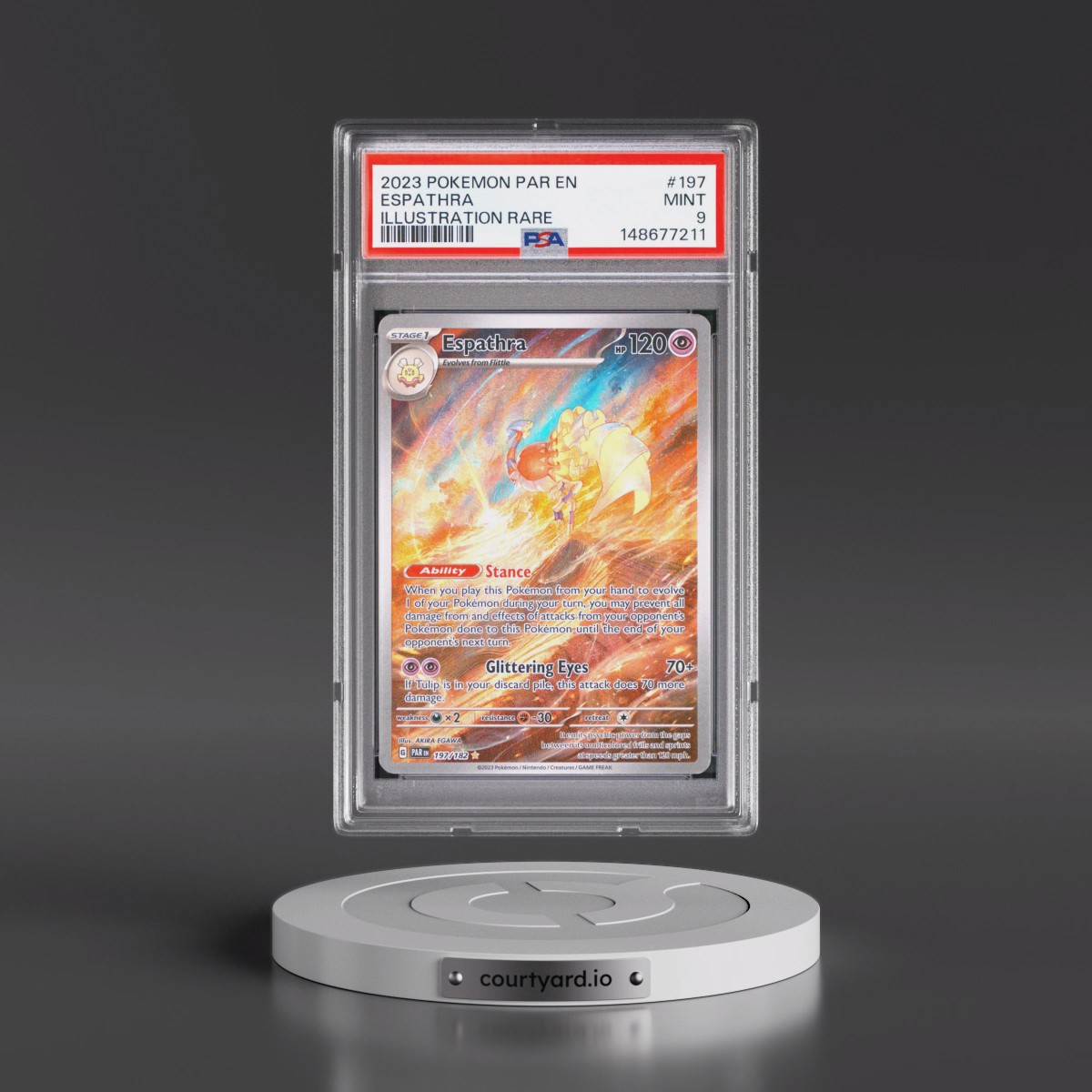 2023 Pokémon Par EN-Paradox Rift #197 Espathra - Illustration Rare (PSA 9 MINT)