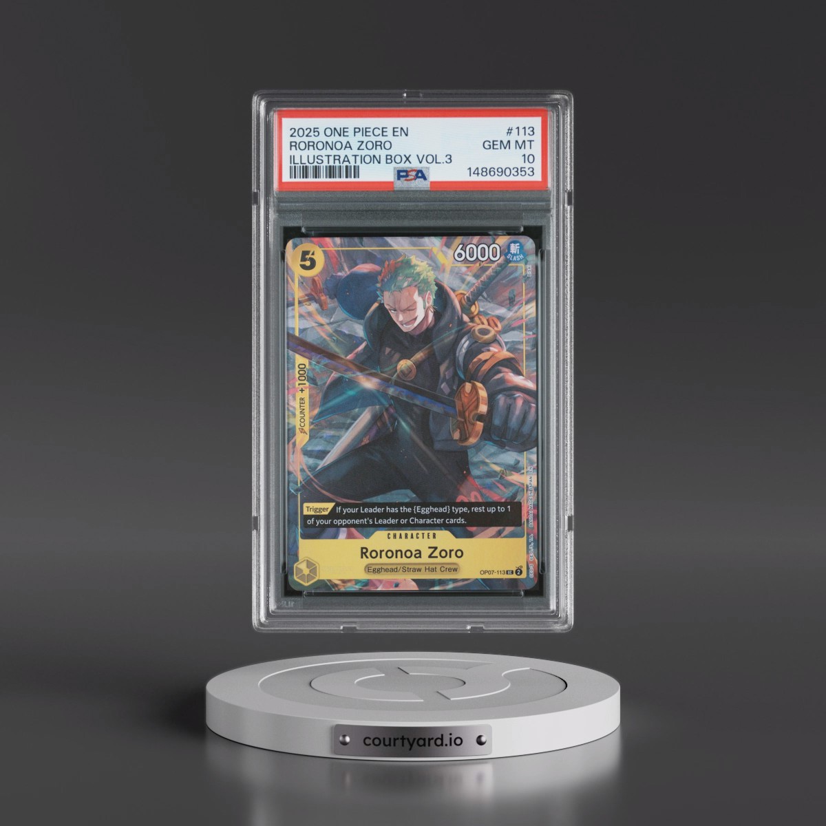 2025 One Piece Promos #113 Roronoa Zoro - Illustration Box Vol.3 (PSA 10 GEM MINT)