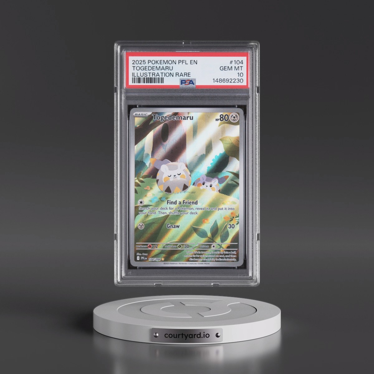 2025 Pokémon Pfl EN-Phantasmal Flames #104 Togedemaru - Illustration Rare (PSA 10 GEM MINT)