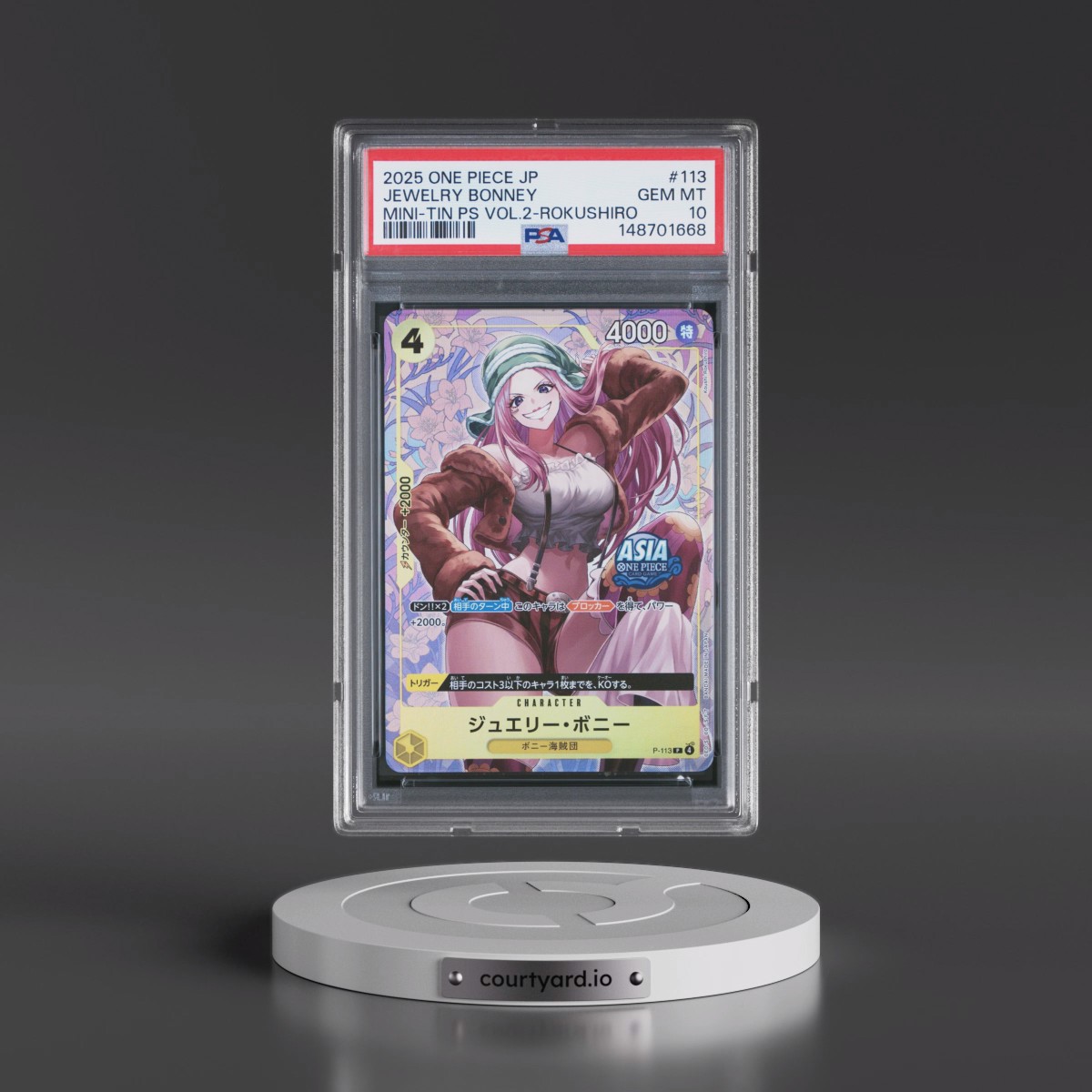 2025 One Piece Japanese Mini-Tin Pack Set Vol.2 #113 Jewelry Bonney - Koushi Rokushiro (PSA 10 GEM MINT)