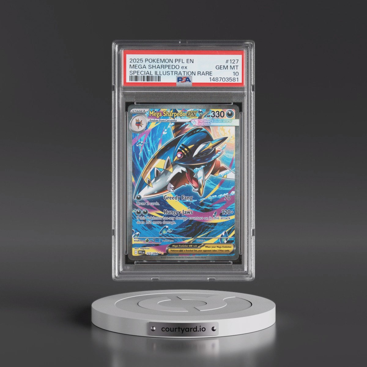 2025 Pokémon Pfl EN-Phantasmal Flames #127 Mega Sharpedo EX - Holo Special Illustration Rare (PSA 10 GEM MINT)